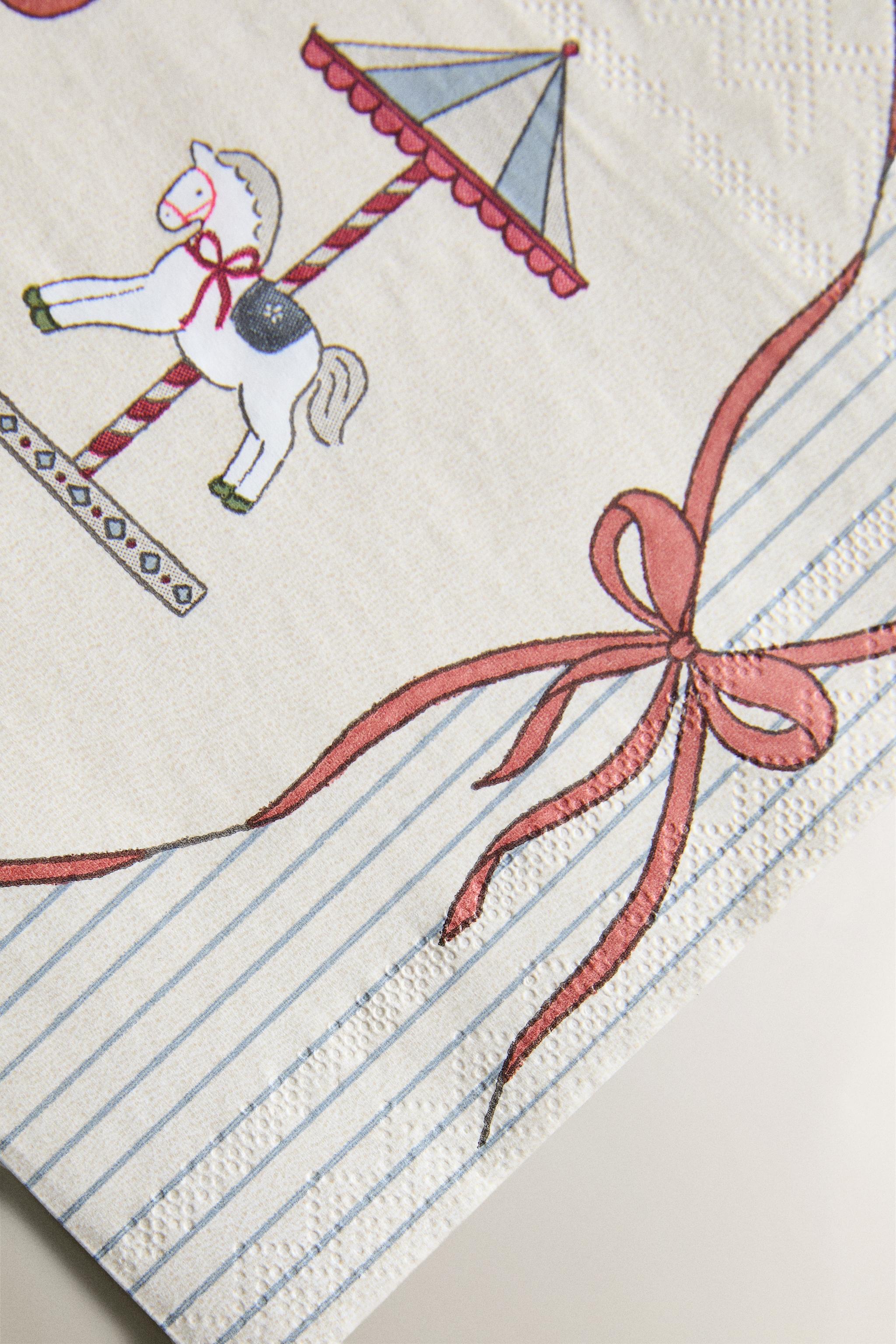 SET OF CHILDREN'S CHRISTMAS CAROUSEL PAPER NAPKINS (SET OF 20)